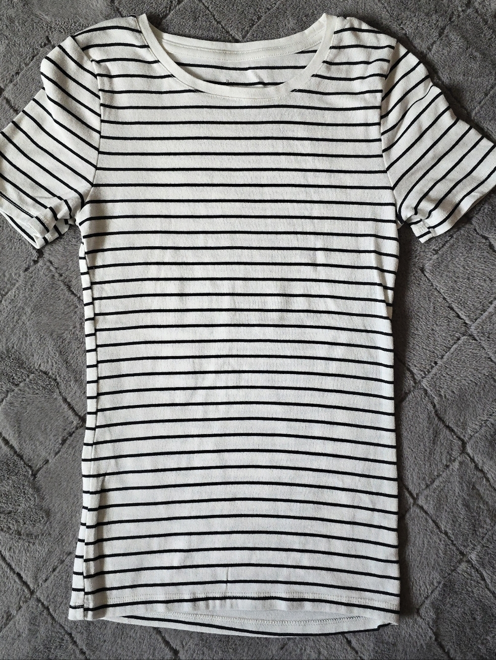 a new day White Tee with Black Stripes